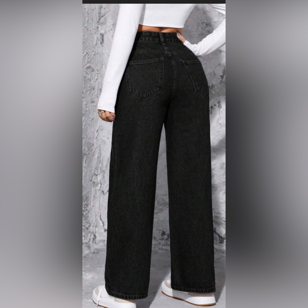 Women's Black Wide-Leg Jeans size 27 NWT These run small - Picture 2 of 4
